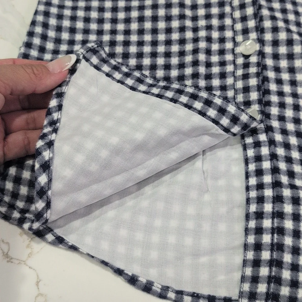 Cat & Jack Navy and White Gingham Shirt